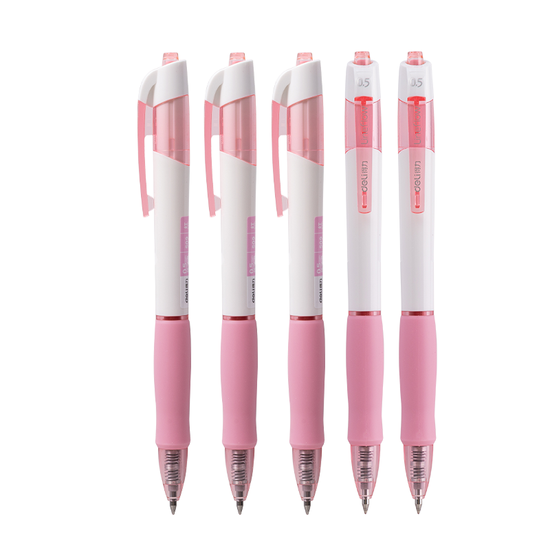 Deli [Best-Selling Product] Ultra-Smooth Retractable Gel Pen, Stylish Office Use, 0.5mm Bullet Tip, Red, 12 Pens/Box S09