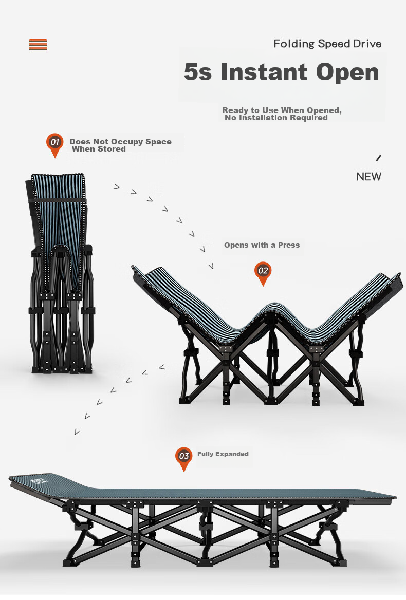 Nanjiren Folding Bed, Single Bed, Office Nap Bed, Hospital Accompanying Bed, Portable Lounge Chair, Outdoor Camping Bed 7