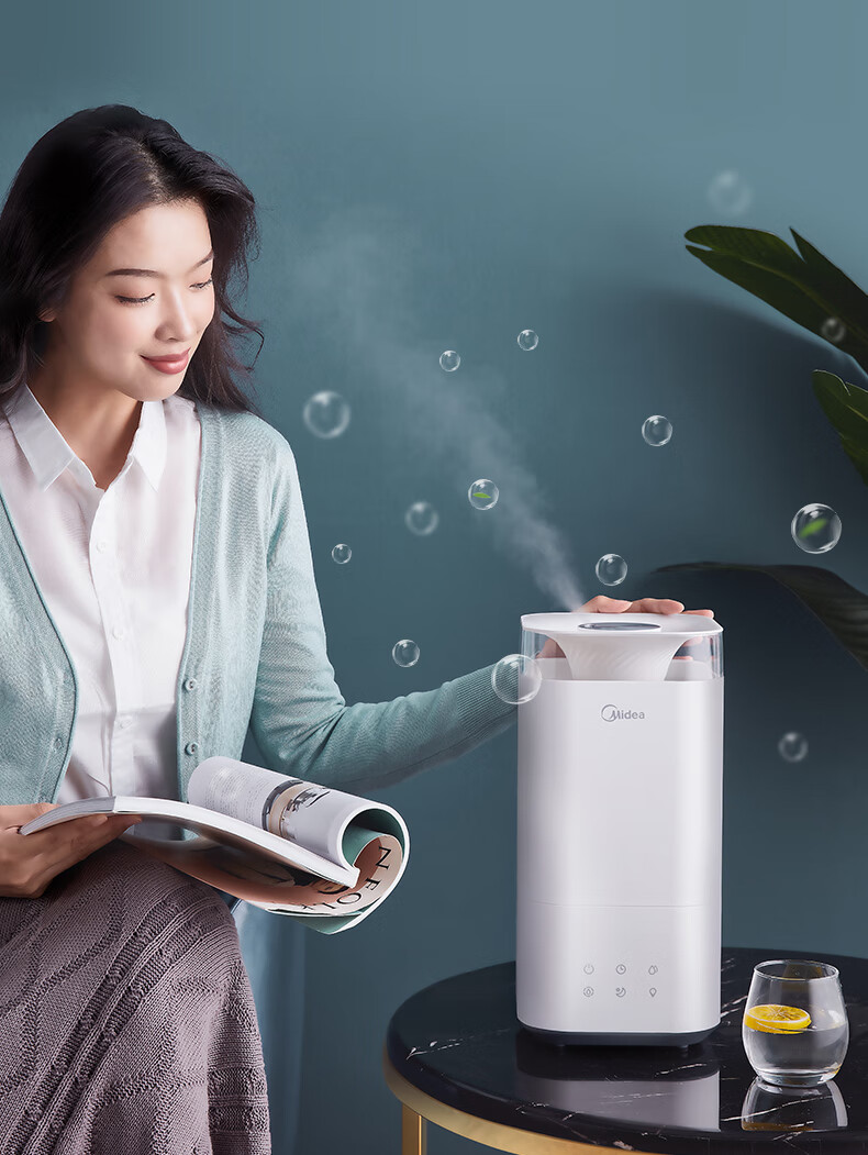 美的midea空气加湿器卧室办公室加湿上加水智能恒湿银离子抗菌大口径