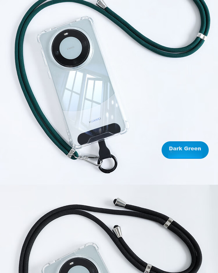 ESCASE Phone Lanyard Neck Strap Crossbody Adjustable Retractable Anti-Loss Universal Phone Case Durable Long Style Suitable for Huawei Apple Xiaomi And Others Black 15