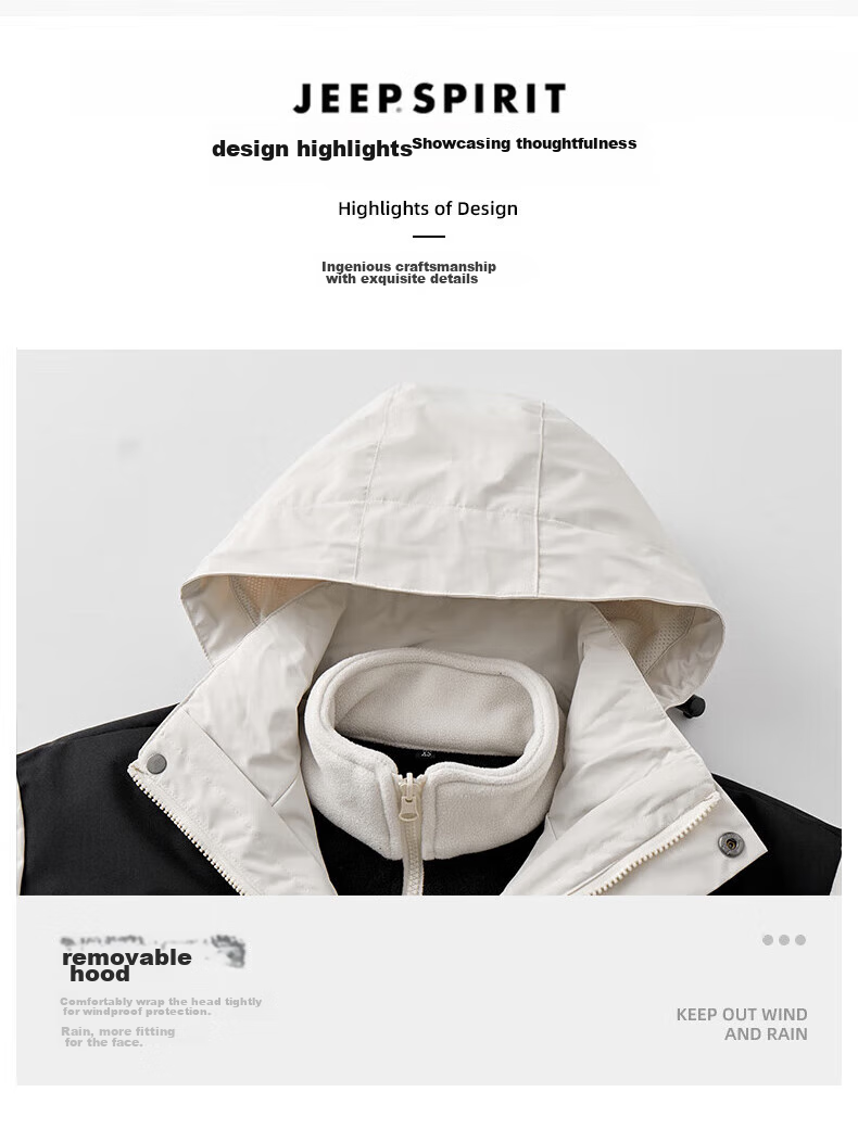 JEEP SPIRIT Windproof And Water-Resistant Single-Layer Outdoor Jacket for Men And Women, Warm Mountaineering Coat 7
