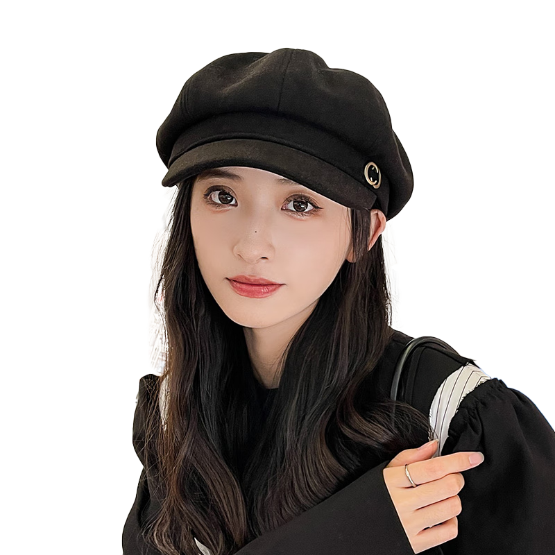 XUEXIMAN Women's Beret Korean Style British Vintage Versatile Face-Slimming Octagonal Painter Duckbill Cap