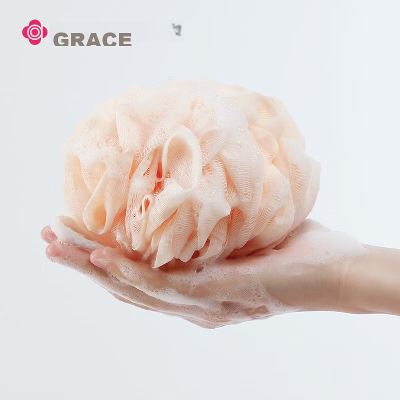 Grace Bath Loofah, 3-Pack, Large Size, Exfoliating Tool, Lathering Sponge, Bath Flower, Soaking Ball