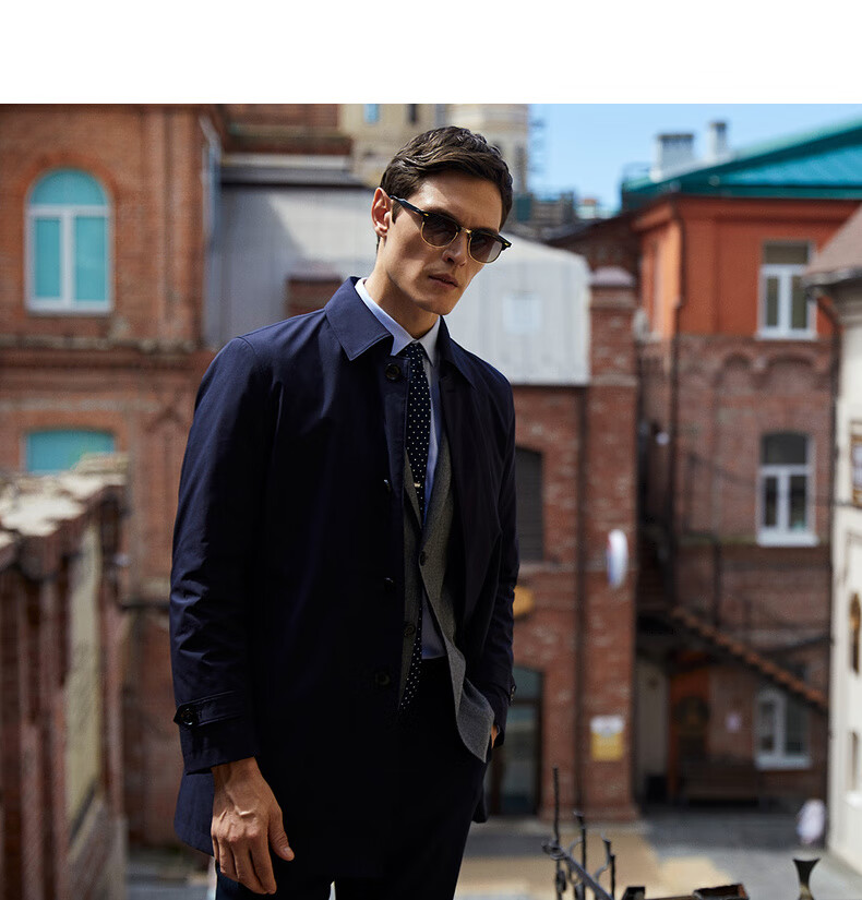 YOUNGOR [Detachable Goose Down Inner Liner Windbreaker] Autumn And Winter Executive Coat, Navy Blue (New), XL (180/100A) 23