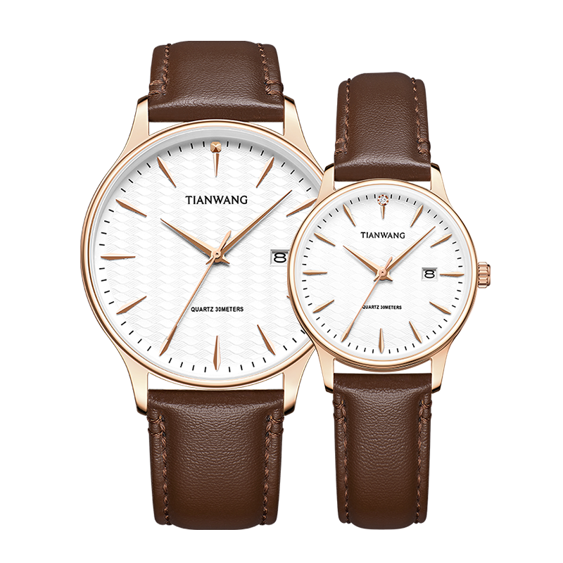 TIAN WANG Women's Watch 38-Section Gift Leather Strap Quartz White Dial Brown Strap LS31541P.D.LC1.W 1
