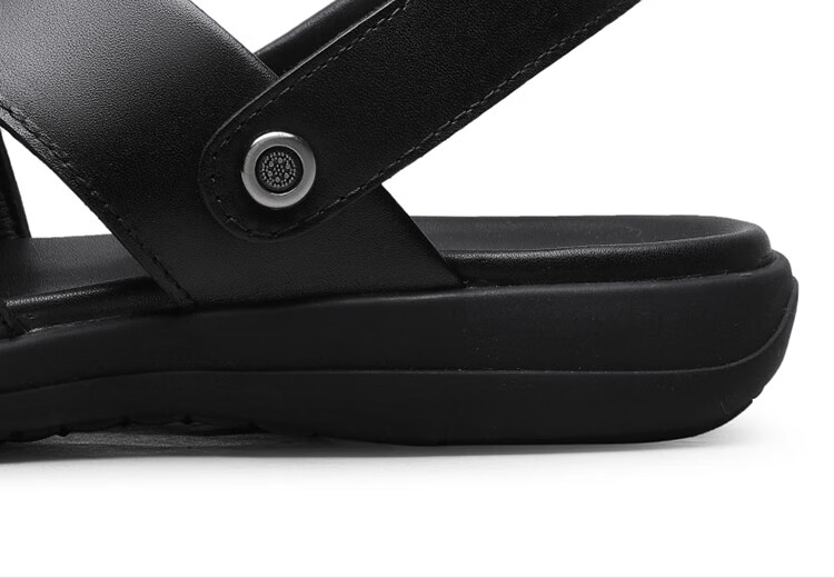 Goldlion Sandals for Men, Breathable Beach Shoes, Casual Outdoor Leather Shoes, 542810036AQF-Black Size 41 11