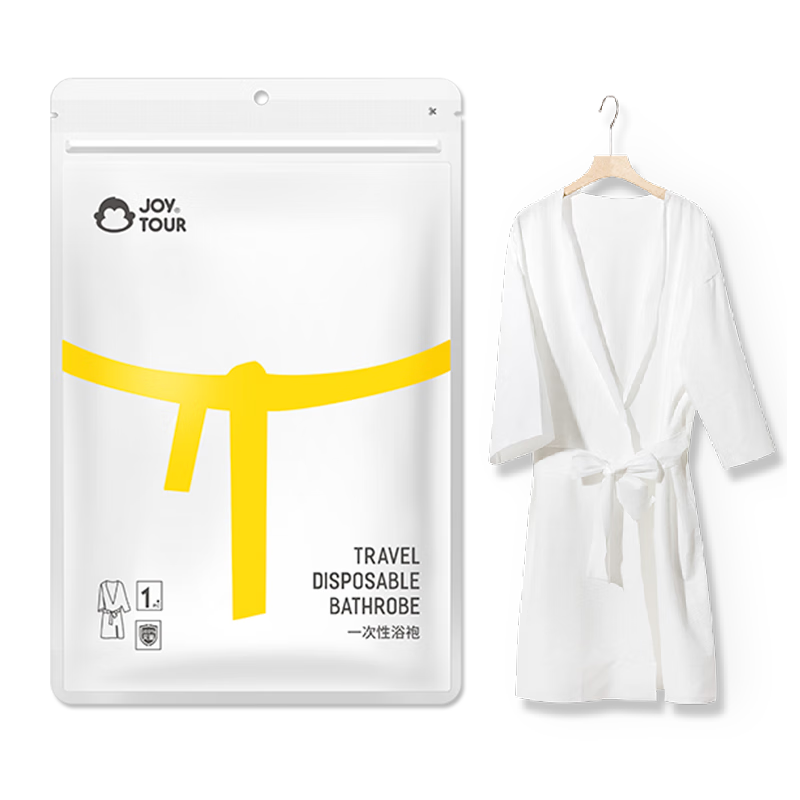 JOYTOUR Disposable Bathrobe, Portable Travel Hotel Washless Shower Towel, Bath Towel, Sleepwear Robe, White