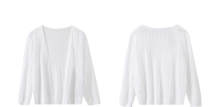 Sentubila Summer Thin Knit Cardigan for Women, V-Neck Three-Quarter Sleeve Outer Layer Air Conditioning Sweater, White, One Size Fits All 22