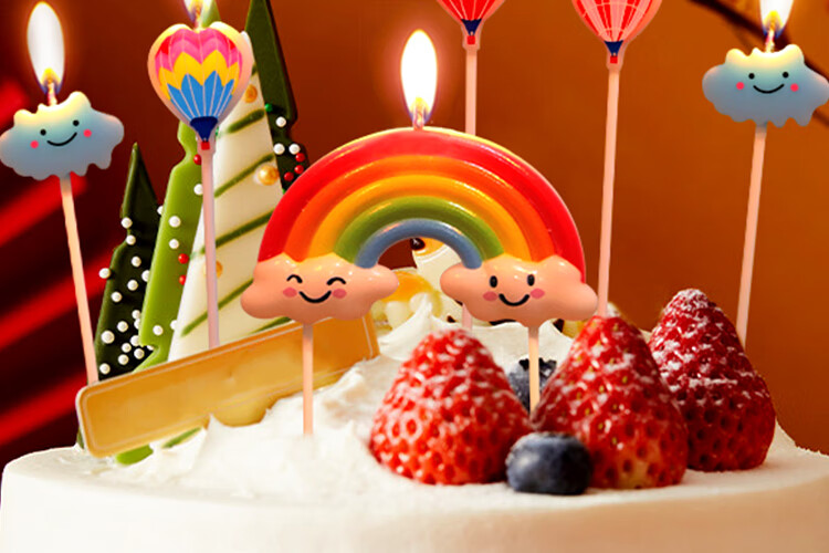 Yanyi Birthday Candles Party Cake Decoration Scene Setup Kids Cartoon Creative Colorful Insert Card Set 14