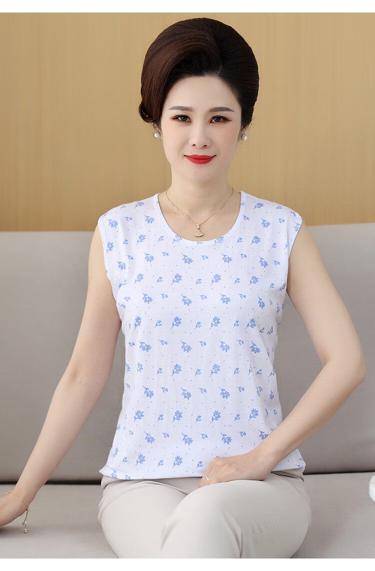 Hengyuanxiang [Pure Cotton] Middle-Aged And Elderly Women's Vest, Can Be Worn As Outerwear Or Undershirt, Loose Casual Vest for Seniors, Red Floral Patter 14