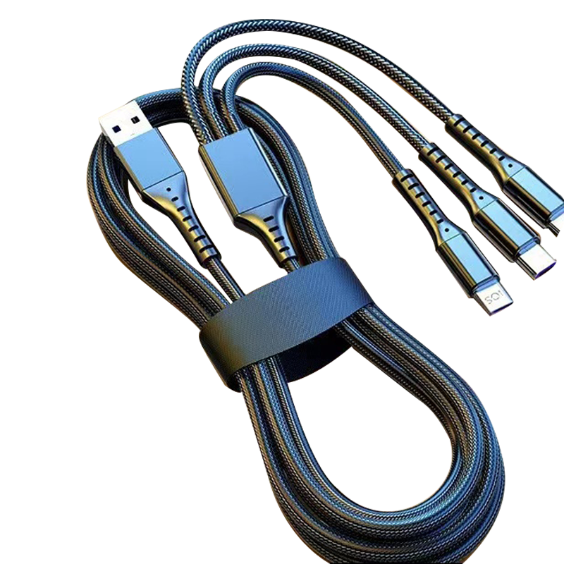 Zitai Data Cable, Three-In 100W/6A Super Fast Charging, for Apple Huawei Type-C Android Phones, Charger Cable for IPhone 18/17/13/Xiaomi, 2 Meters, Black