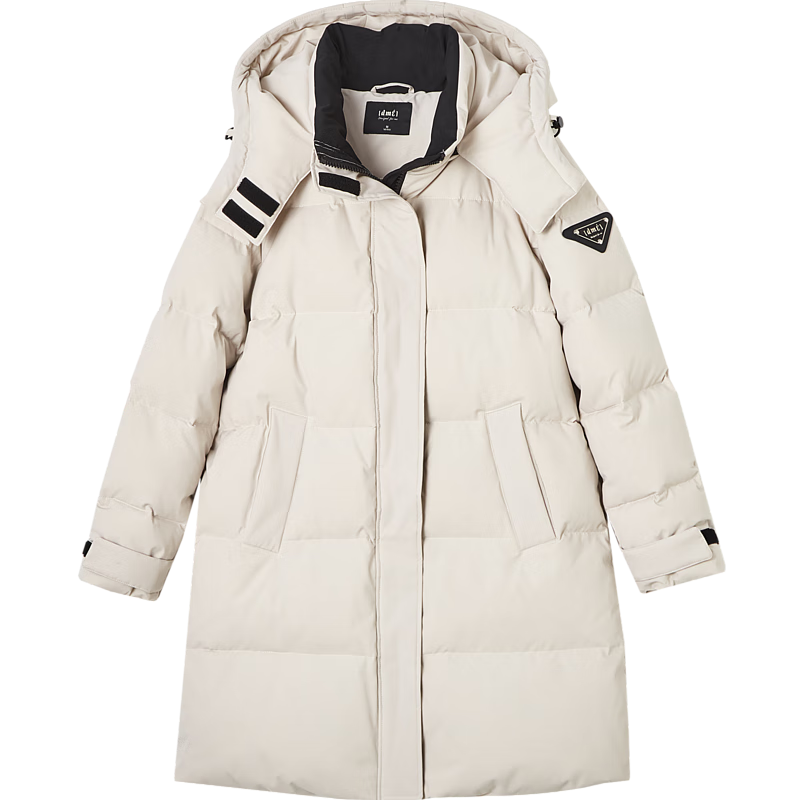 Dme [Triple Protection High-Tech] Winter Warmth 90% Duck Down Windproof Hooded Velcro Mid-Length down Jacket Coat