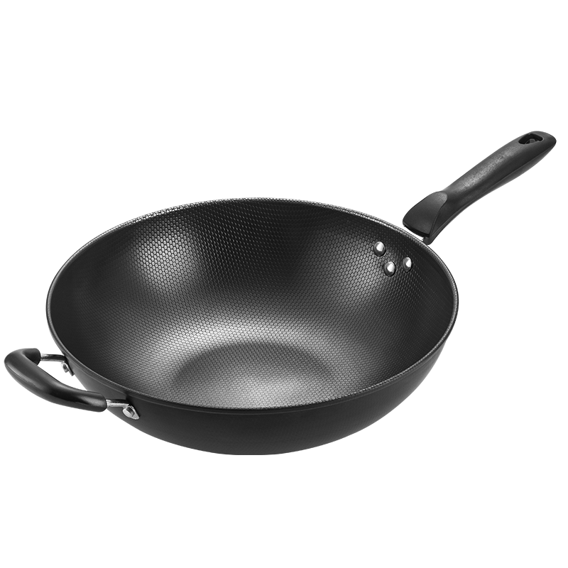 MAXCOOK Iron Wok, 34cm Non-Coated Traditional Stir-Fry Pan, Pure Iron Pan, Compatible with Gas Stove And Induction Cooker MCC7979