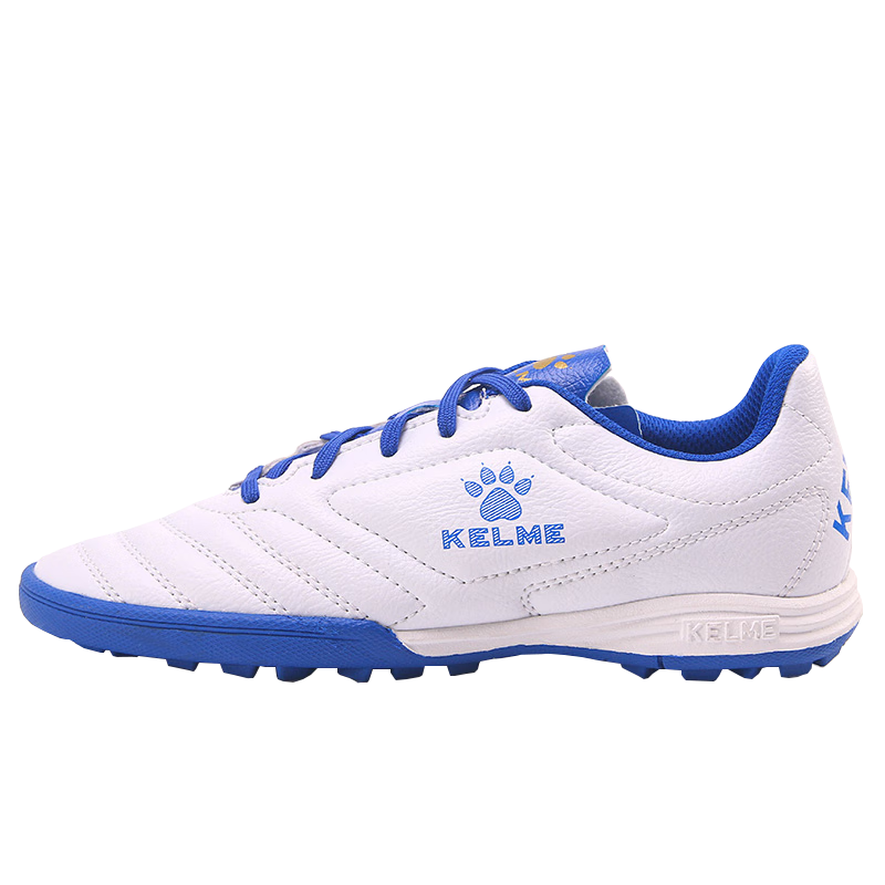 KELME Adult Soccer Shoes for Men, Competition TF Turf Cleats, Student Breathable Non-Slip Football Boots, White/navy Blue, Size 42