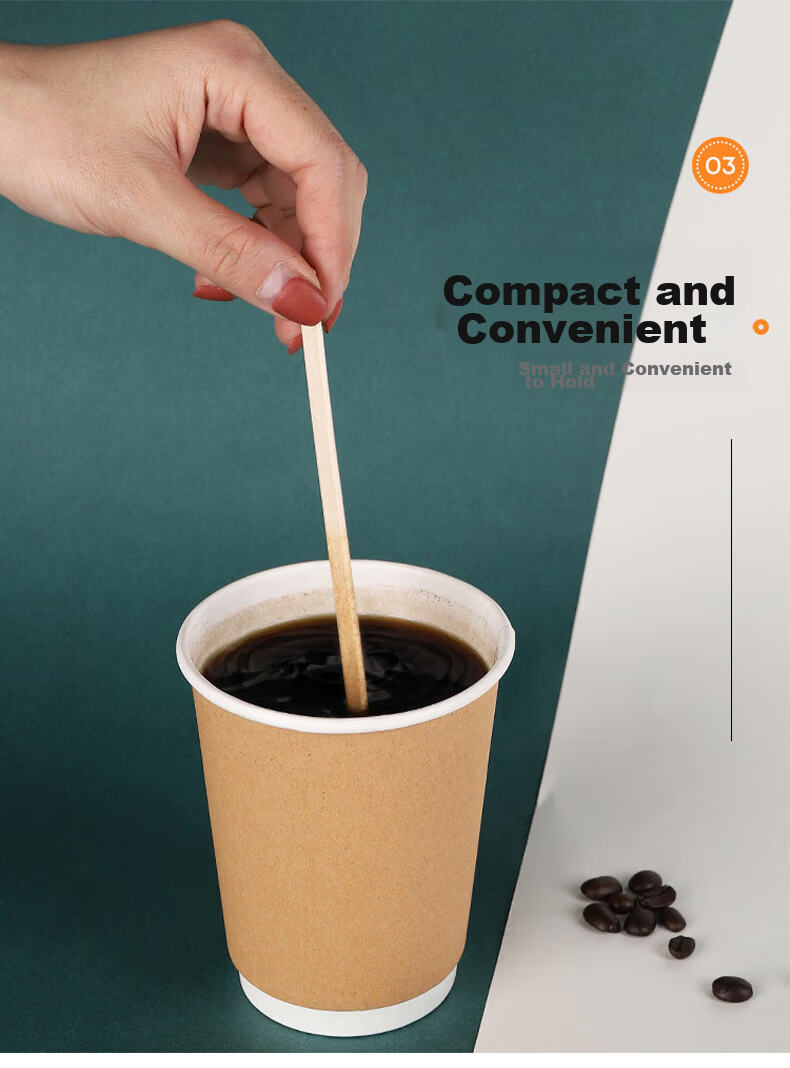 MENGTING Disposable Coffee Stirrers, 14cm Wooden Coffee Mixing Sticks, Portable Individual Packaging, 200 Pieces Per Box 8