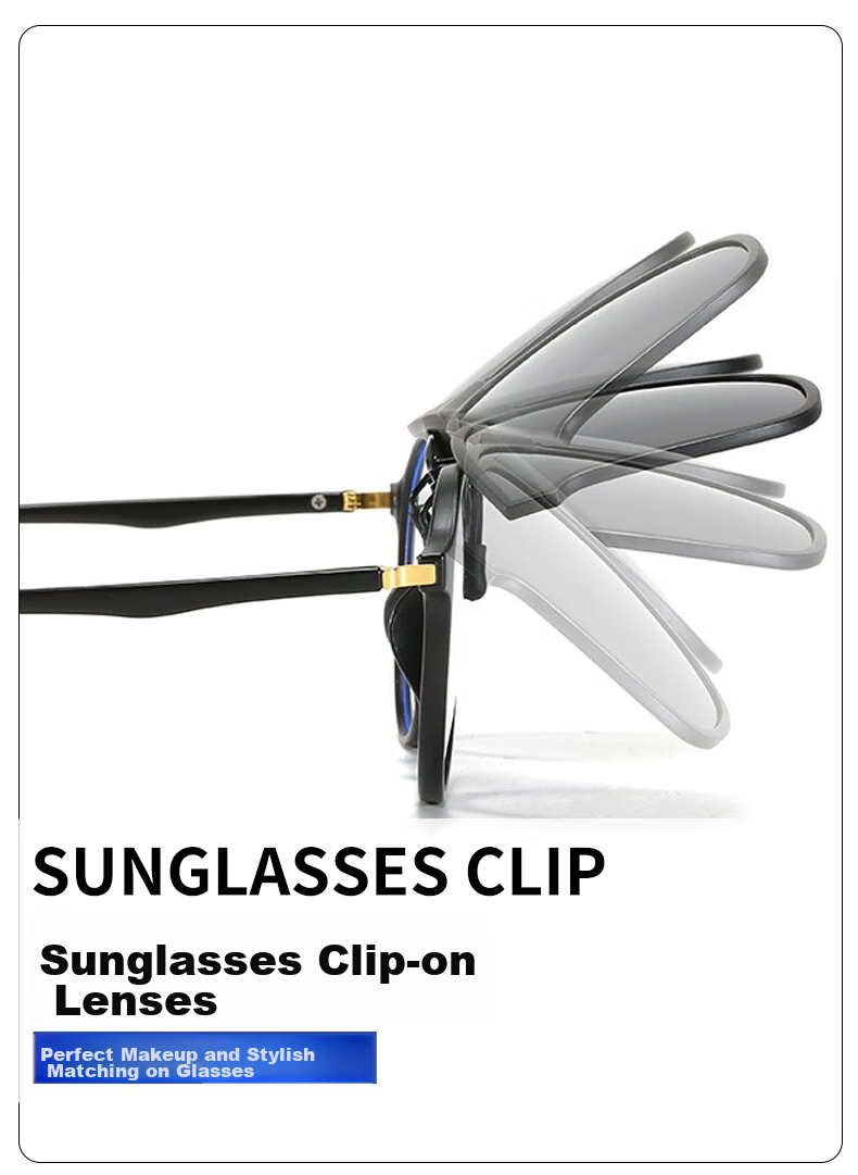 Baixiaoshe Myopia-Resistant GM Sunglasses Clip-Ons, 1 Pair [Sunglasses], Day And Night Use, Unisex for Driving 1