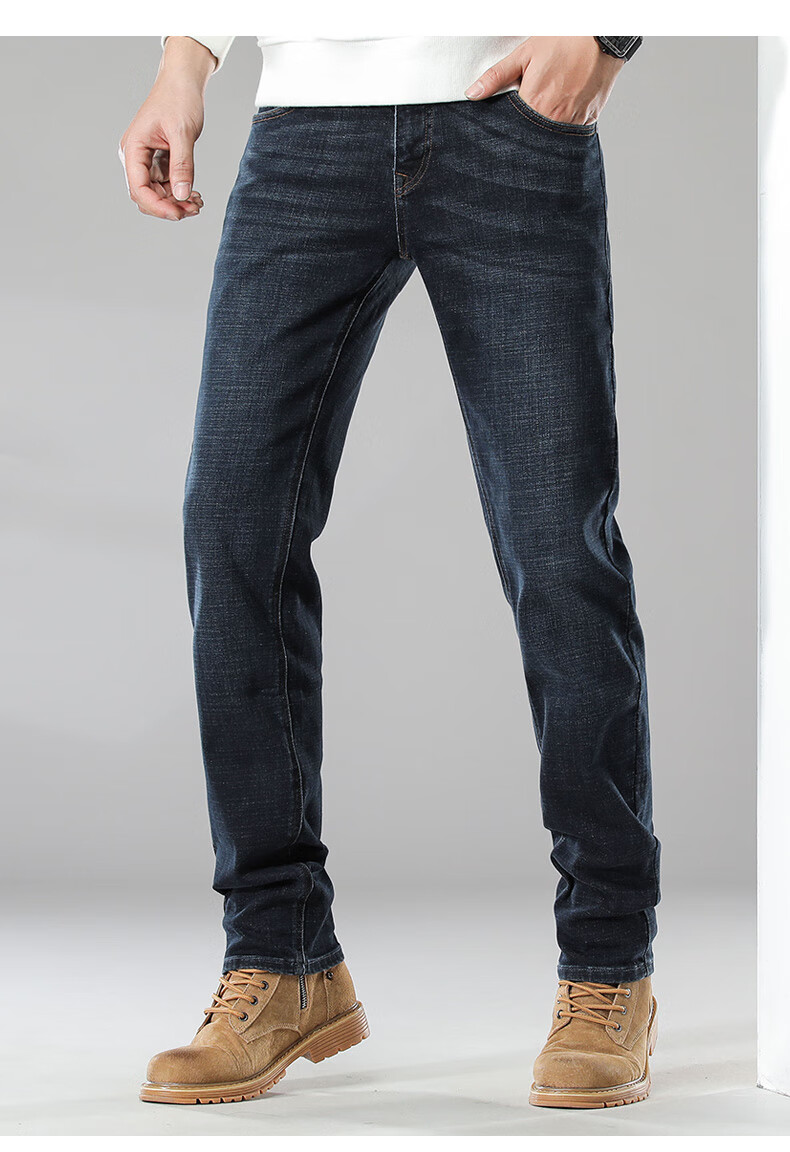 ZENGZHI Men's Stretch Youth Versatile Business Casual Straight Leg Pants Blue Black Size 27 7
