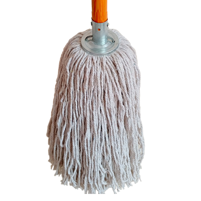 Jiebi Cotton Thread Mop with Wooden Handle 115cm White, 1 Mop Head, Floor Mop for Cleaning, Industrial and Property Maintenance
