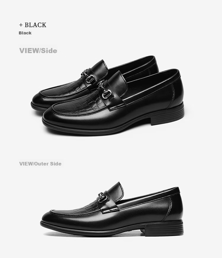 Goldlion Men's Leather Shoes, Loafers, Fashionable And Comfortable Slip-On Business Casual Shoes, 58013089501A, Black, Size 37 18