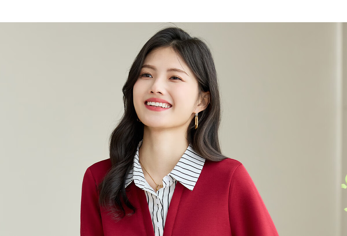 She Enjoy Women's Sweatshirt with Fake Two-Piece Shirt Collar and Striped Patchwork Casual Fashion Versatile Pullover T141W1668 9