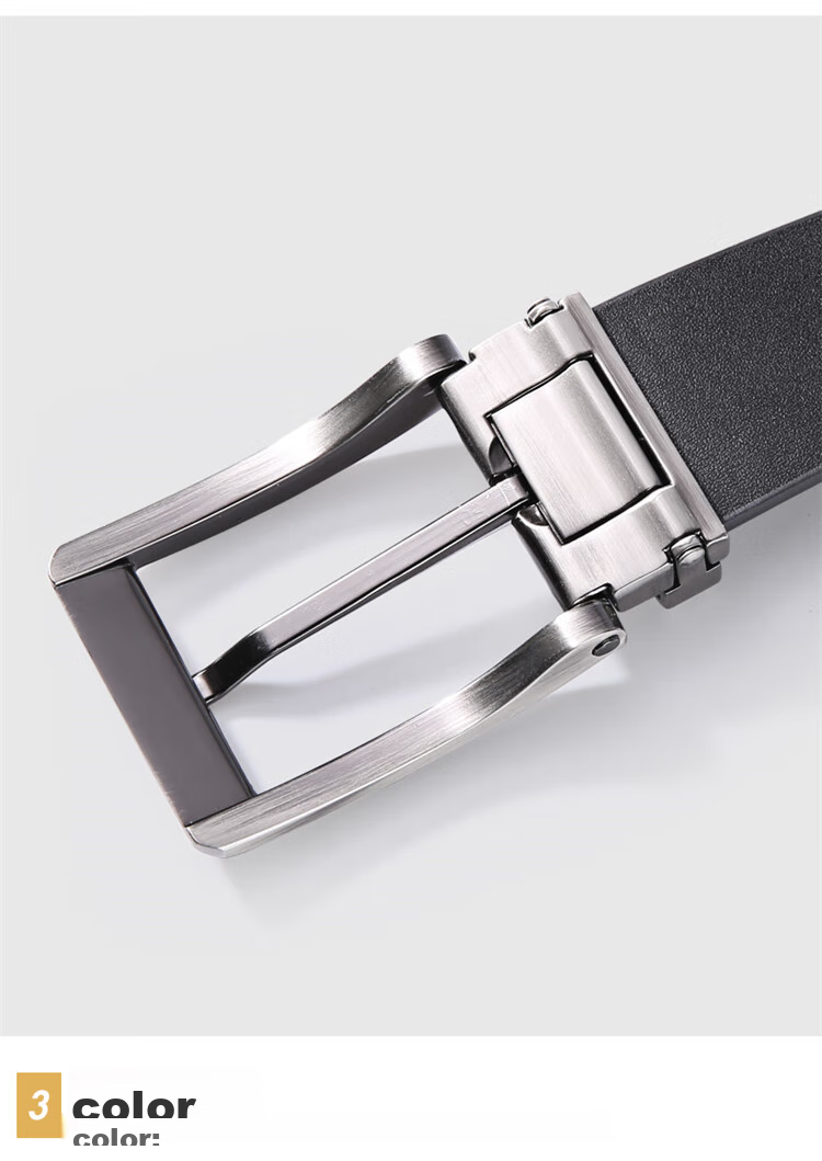 HONGU Men's Belt, Top-Grain Leather, Pin Buckle, Trimmable, Gift Box Packaging, Birthday Present 9