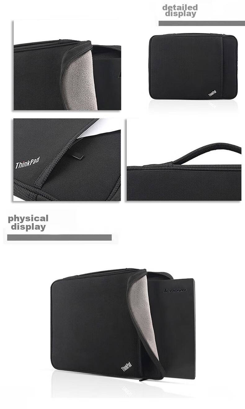 ThinkPad Professional 14-Inch Sleeve Case, Portable And Slim, Leather Exterior with Bamboo Fiber Lining, Made of Sustainable Eco-Friendly Materials, Magnetic Buckle Design, Includes Separate Storage Space 3