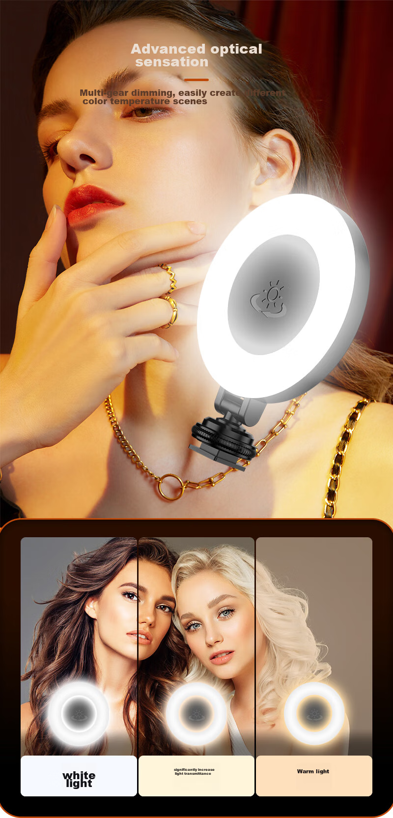 Selfieshow Live Streaming Fill Light for Streamers, Indoor Desktop Photography Light, Food Atmosphere Lamp, Handheld Soft Light Beauty Light, Professional Camera Portable Pocket Light 4