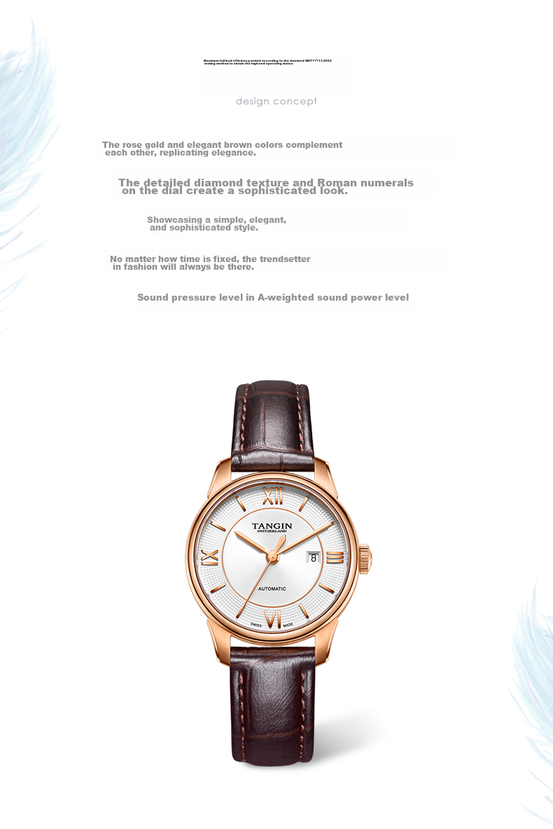 TANGIN Ladies' Watch, Fully Automatic Mechanical Women's Watch, Fashionable Diamond-Studded Elegant Timepiece, Birthday Gift for Wome 5