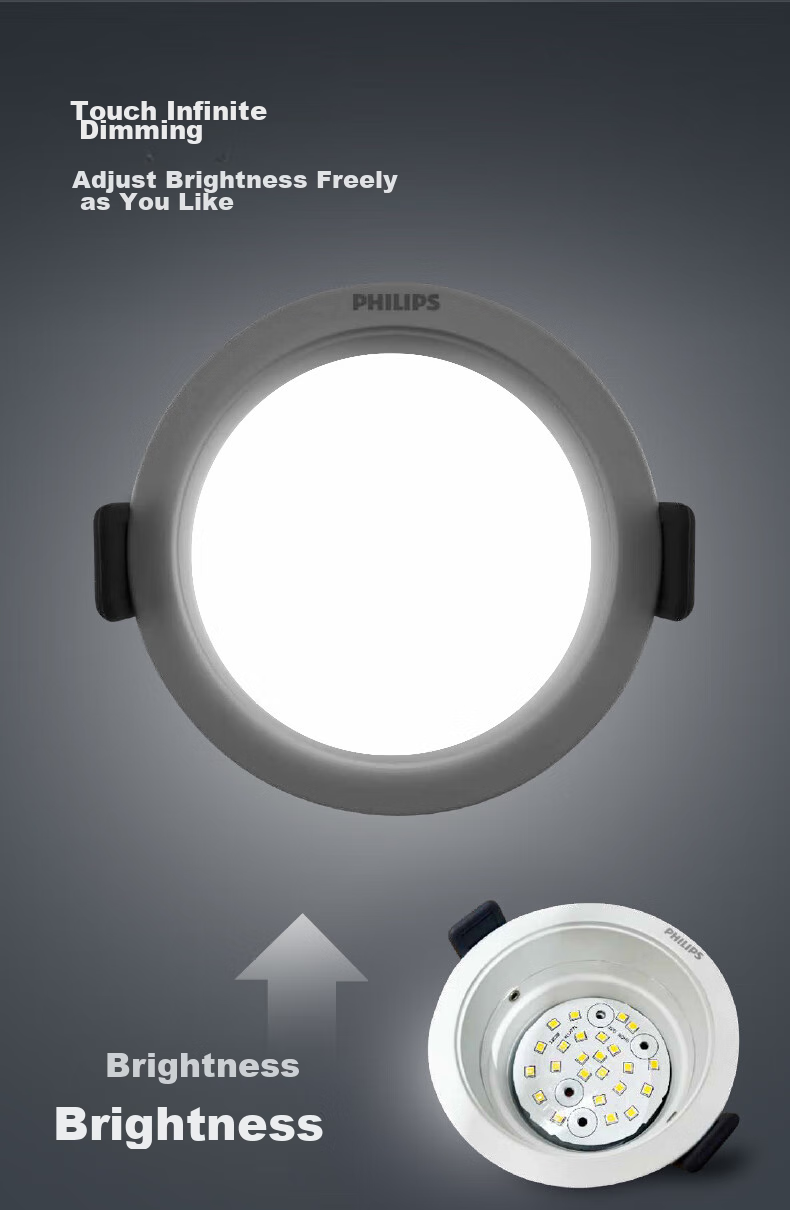 PHILIPS Recessed Living Room Full Metal Anti-Glare Downlight, 7W, 75-78mm, Cool White Light 3
