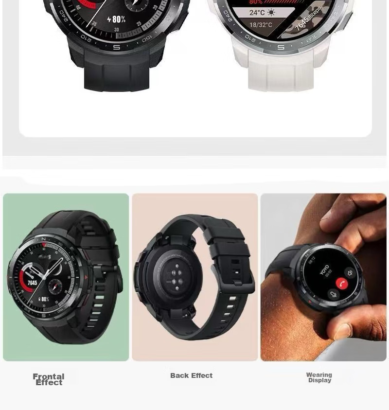 MAIKUQI Compatible with Honor GS Pro Smartwatch, Black Liquid Silicone Strap, 46mm Dial, Universal 22mm Band 8