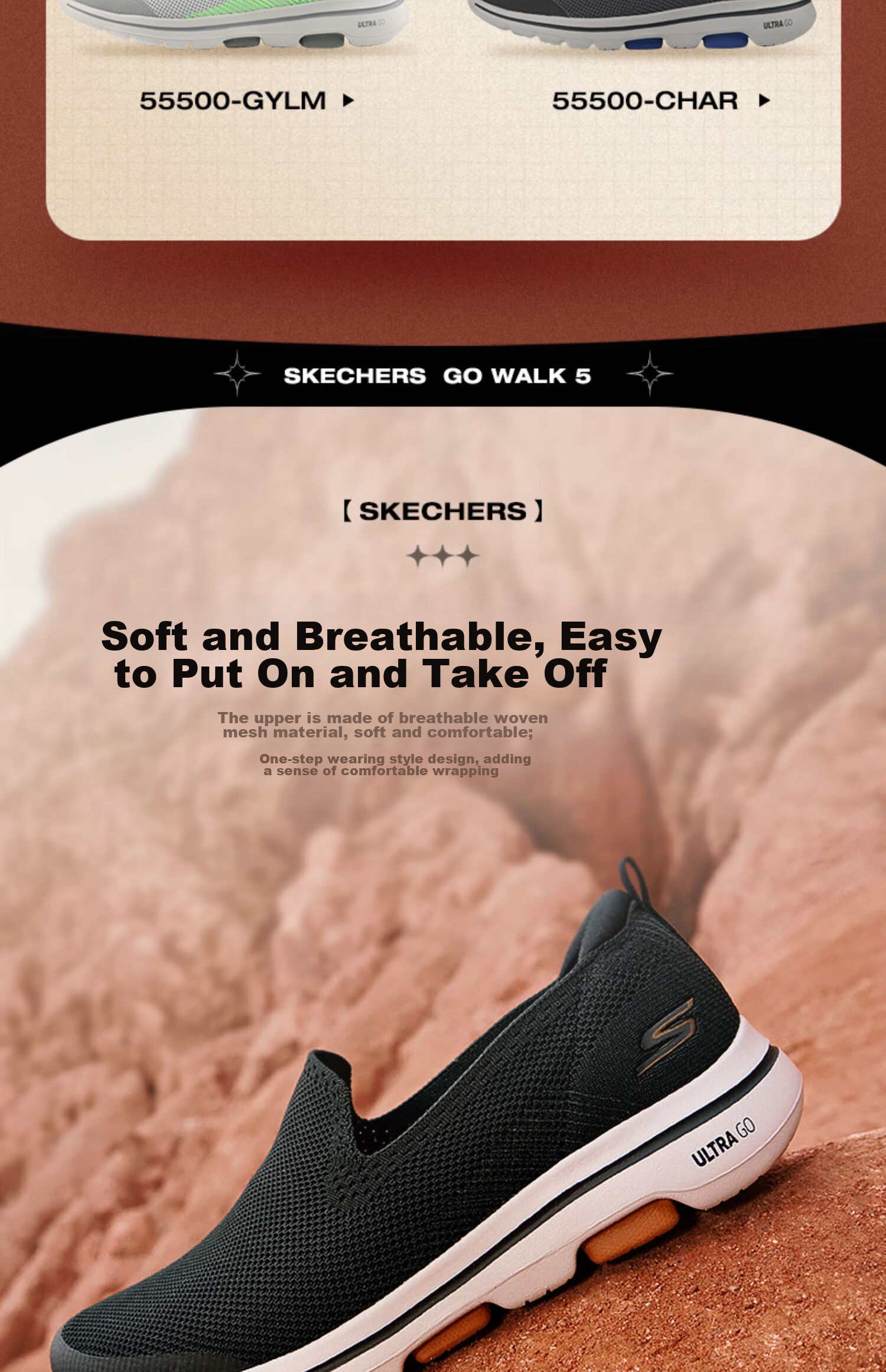 Skechers Men's Shoes, Lightweight Breathable Mesh Slip-On, Spring And Summer Casual Shoes, Soft Sole Comfortable Shock-Absorbing Walking Shoes 3
