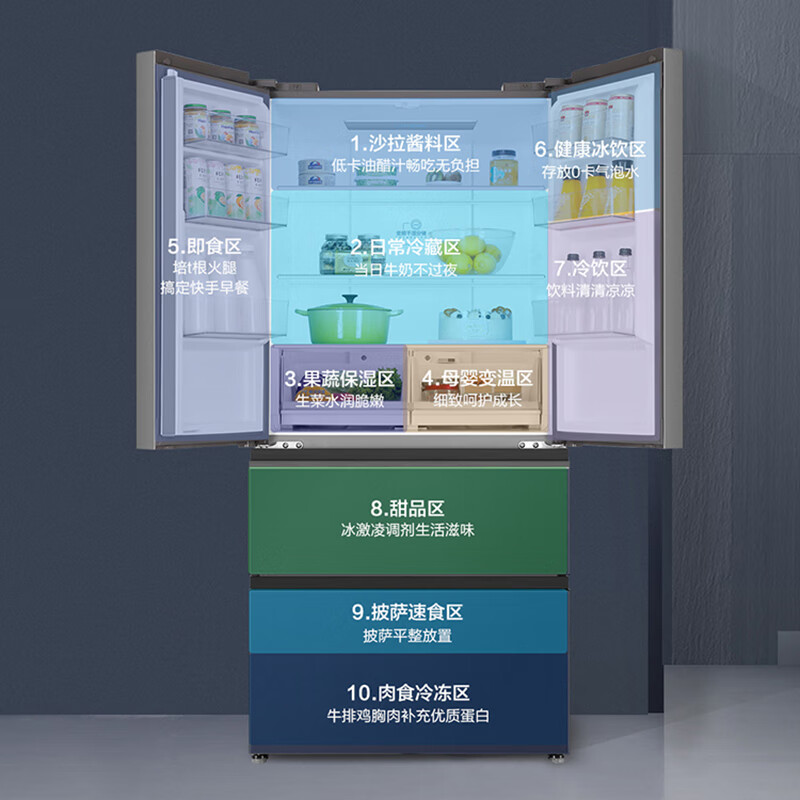 海尔（Haier）冰箱466升法式多门家用大容量三档变温一级变频WIFI智控母婴空间电冰箱BCD-466WGHFD59B1U1