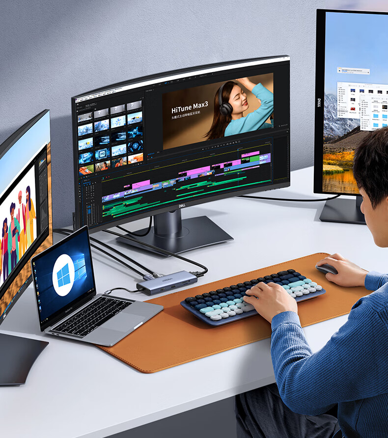 UGREEN Type-C Four-Screen Display Dock, USB-C to DP/HDMI/VGA Converter, Thunderbolt 4 Expansion Dock, Multi-Screen Extension, 4K Split-Screen Extension, Compatible with Honor And Huawei Computers And Phones, MST 8