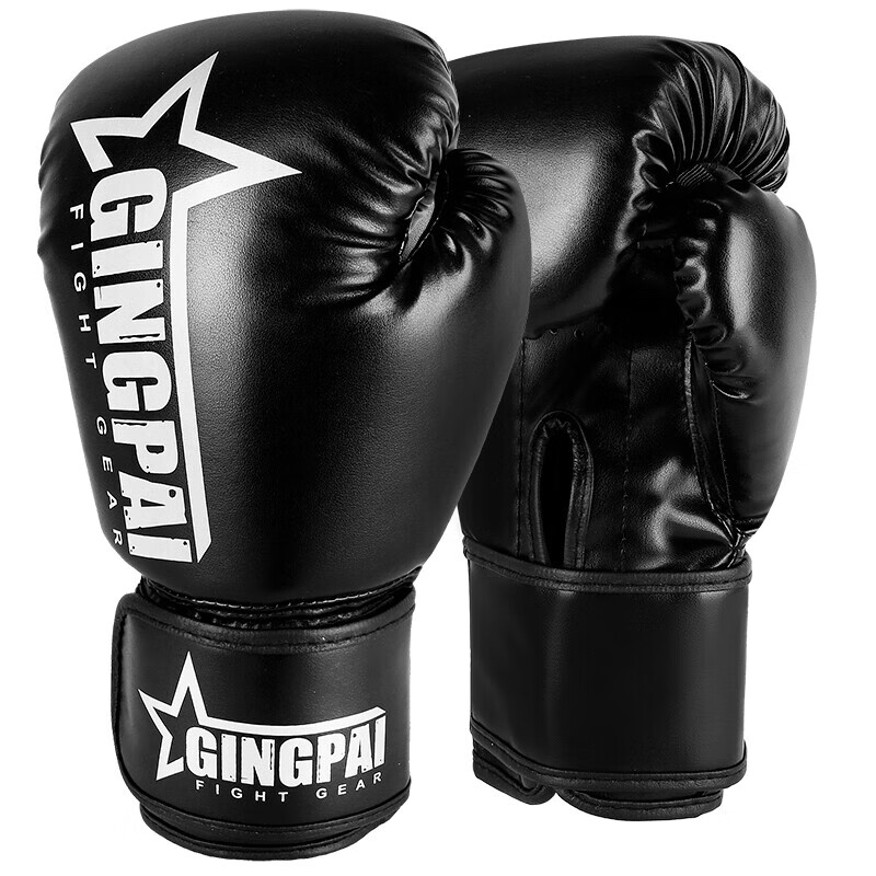Jingpai Boxing Gloves Adult Children Sanda Fighting Gloves Unisex Breathable Training Punching Bag Black 6oz
