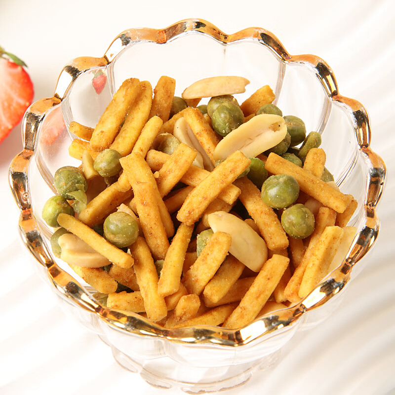 甘源牌鲜虾味虾条豆果285g休闲零食花生青豌豆儿童膨化食品追剧小零食