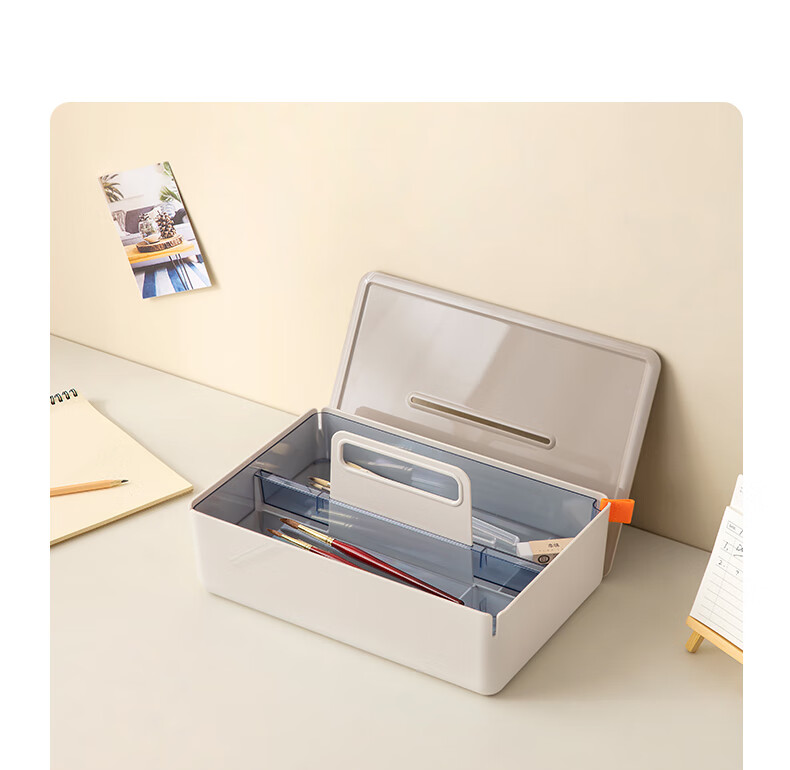 Deli Portable Storage Box with Lid, Danish High-End Design Gift Box for Home Use, Portable Toolbox Car Repair Parts Case (With Compartments), Pink, XDM16 10