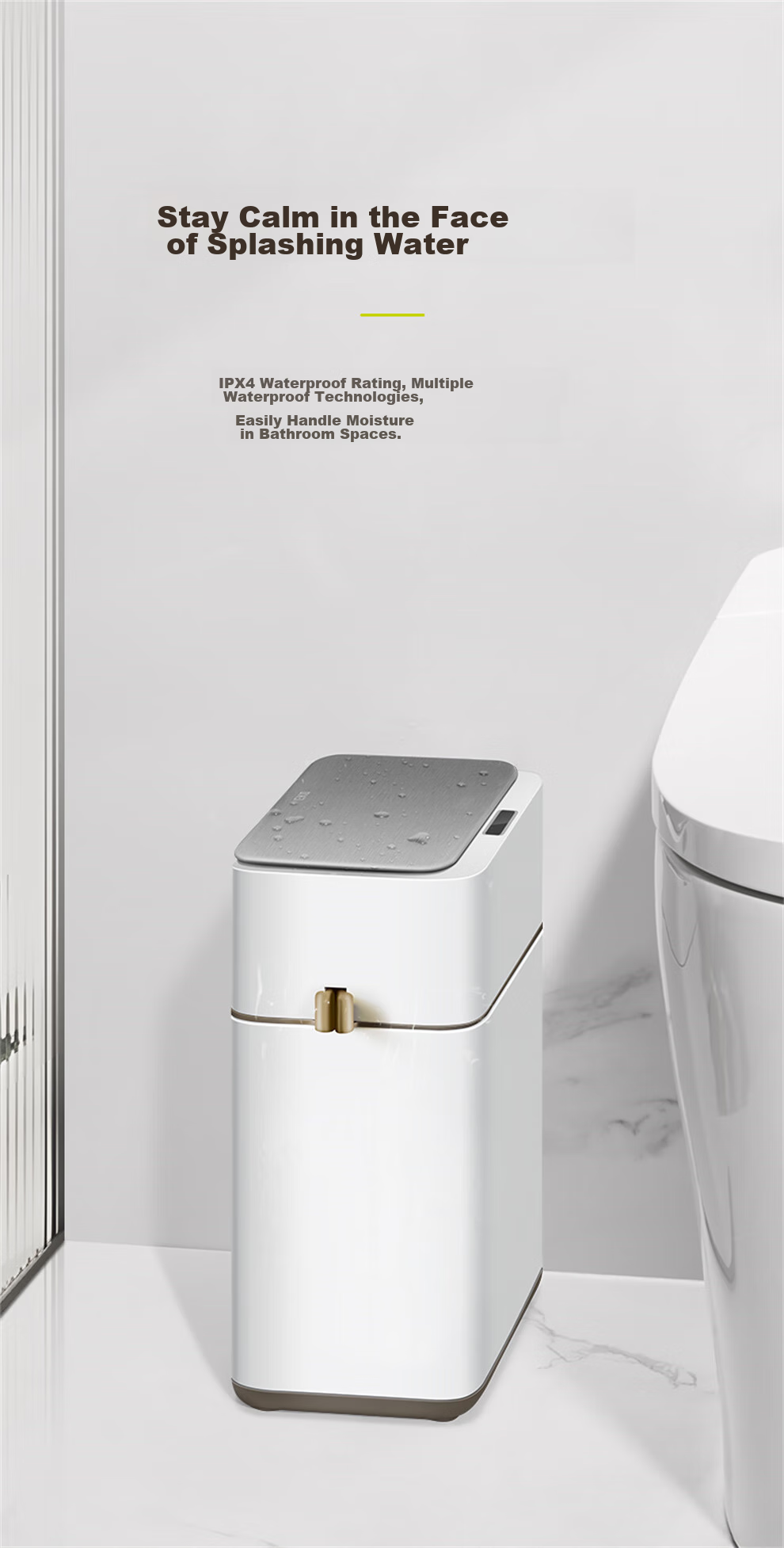 EKO Smart Sensor Trash Can, 8L, Matte White, Large Capacity for Home Use, Stainless Steel, for Bathroom Narrow Spaces, Recommended by Zhang Ruoyun, Model 9240 4