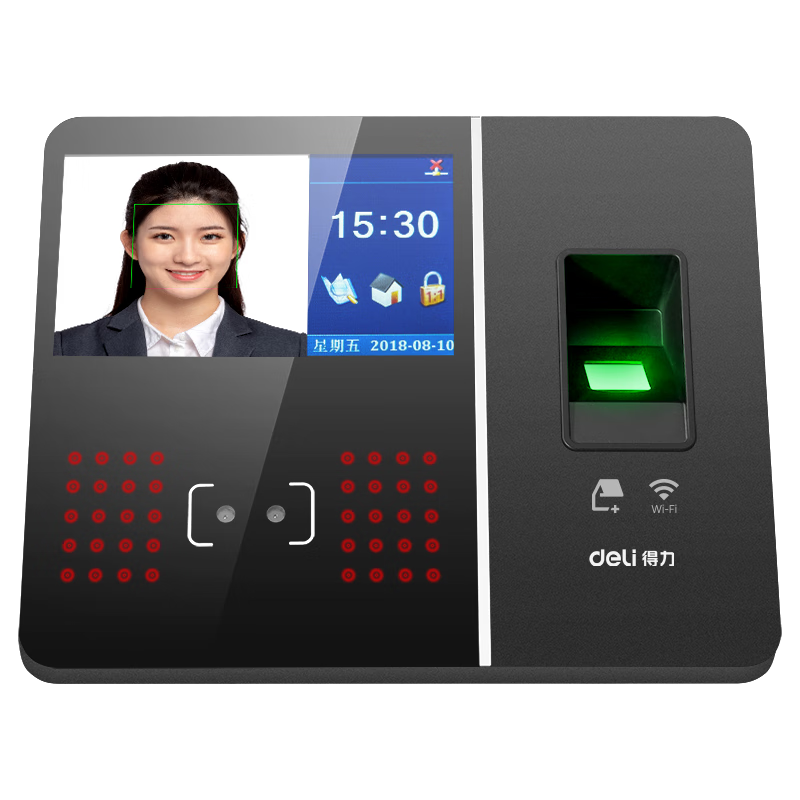 Deli Attendance Machine, Time Clock with Facial Recognition And Fingerprint Integration, Smart Cloud WiFi Connectivity, Touchscreen Control for Online Management, Attendance Punch-In Device 3759CS