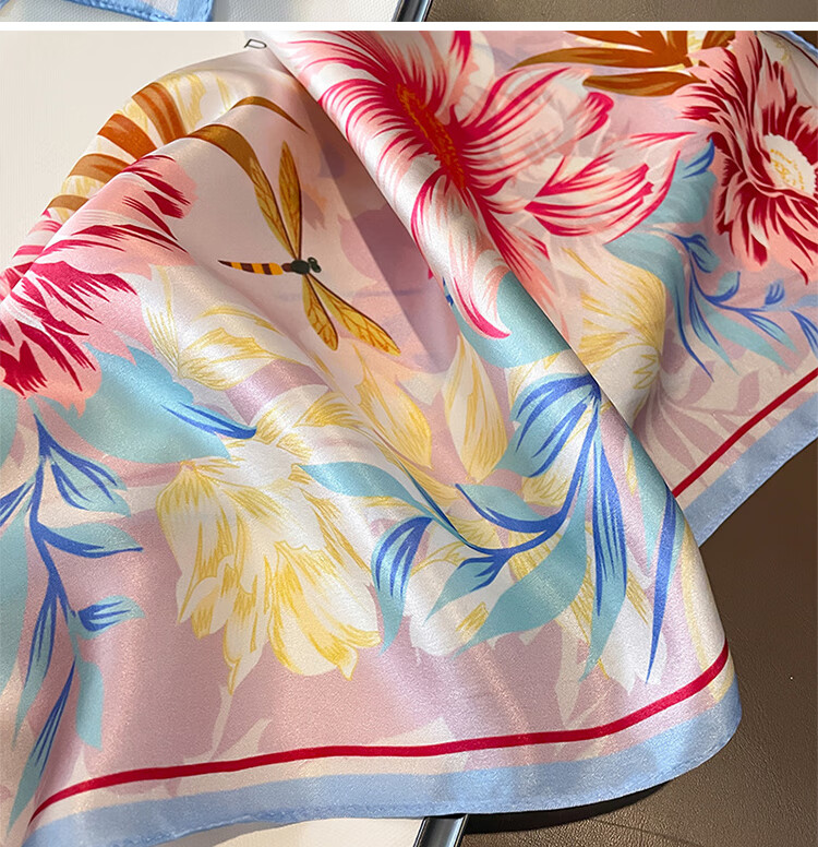 GLO-STORY Silk Scarf for Women, 53cm Mulberry Silk Small Square Scarf, French Vintage Versatile Neck Scarf, Gift Box Set WSJ334001 25