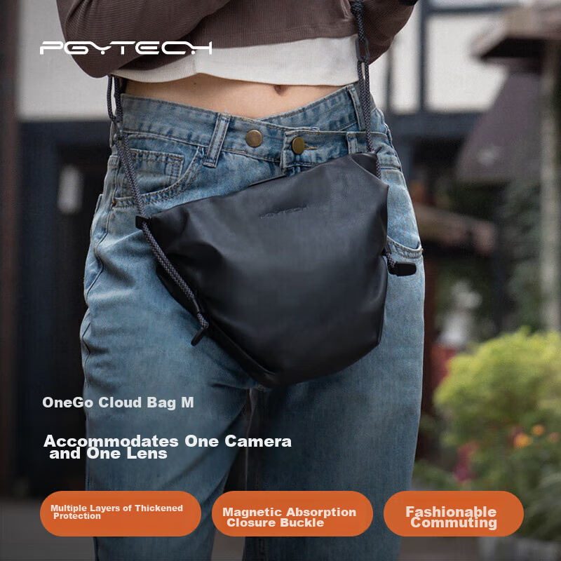 PGYTECH Camera Bag OneGo Cloud Bag Dandelion Photography Bag, Shoulder Mirrorless Camera Bag Inner Liner Storage Pouch, Women's Crossbody Travel Bag Suitable for Fuji Canon Sony, Black M Size