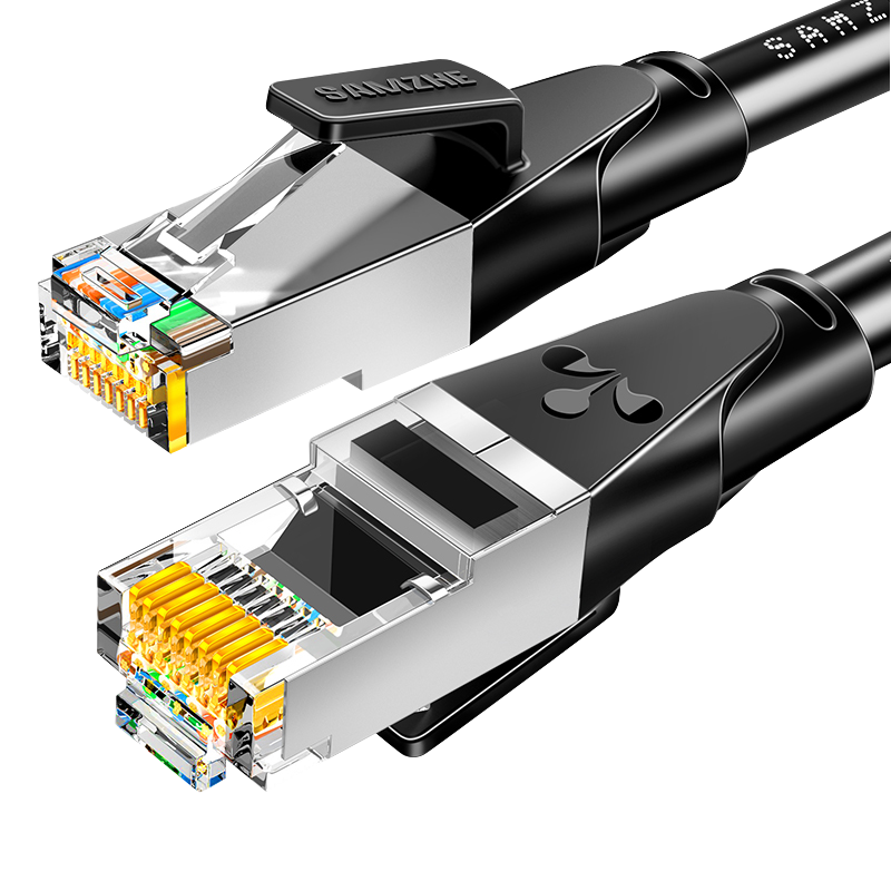 SAMZHE CAT6 Gigabit Ethernet Cable, 8-Core Twisted Pair Metal Shielded Patch Cord for Engineering And Home Computer Broadband, Black 0.5 Meter GWD6005
