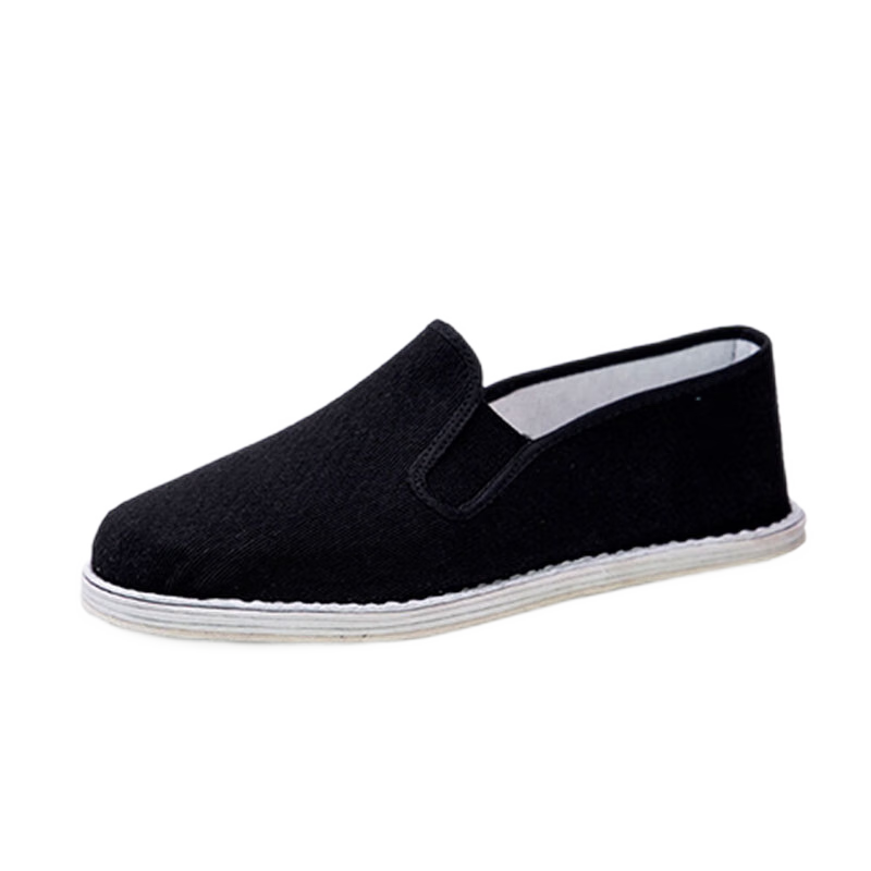 IQGD Traditional Cloth Shoes for Men, Old Beijing Style Casual Low-Top Shoes with Thousand-Layer Sole Slip-On Elderly Shoes 012 Black Size 44