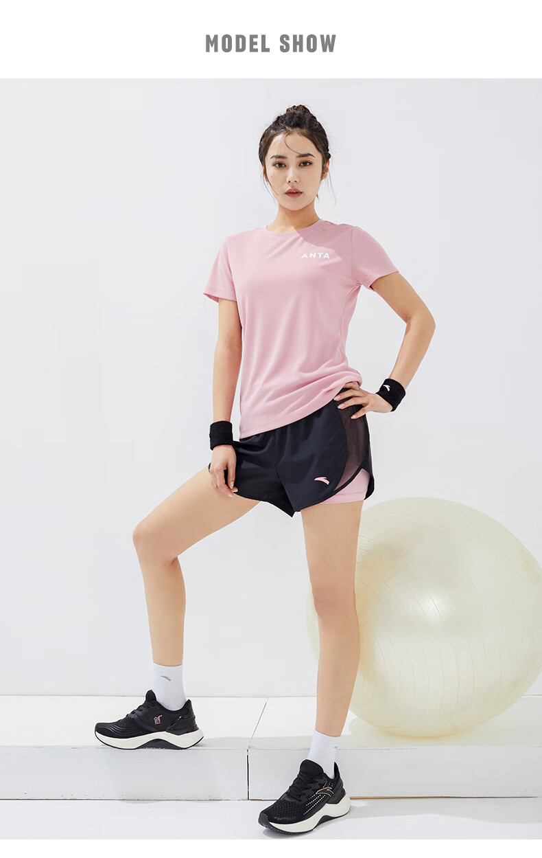 Anta Quick-Dry Sports Set | Women's Summer New Breathable Short Sleeve and Shorts Badminton Two-Piece Set with Anti-Exposure Design 35