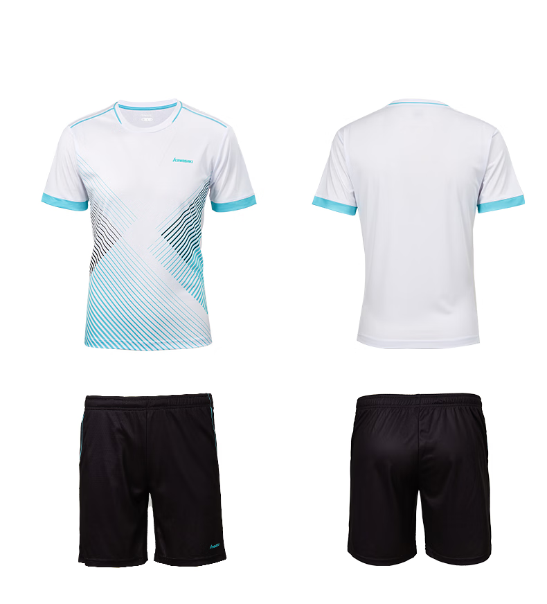 KAWASAKI Badminton Outfit Set for Children And Teenagers, Sports Quick-Dry Short-Sleeve T-Shirt Training Wear A4806 White And Black 160 13