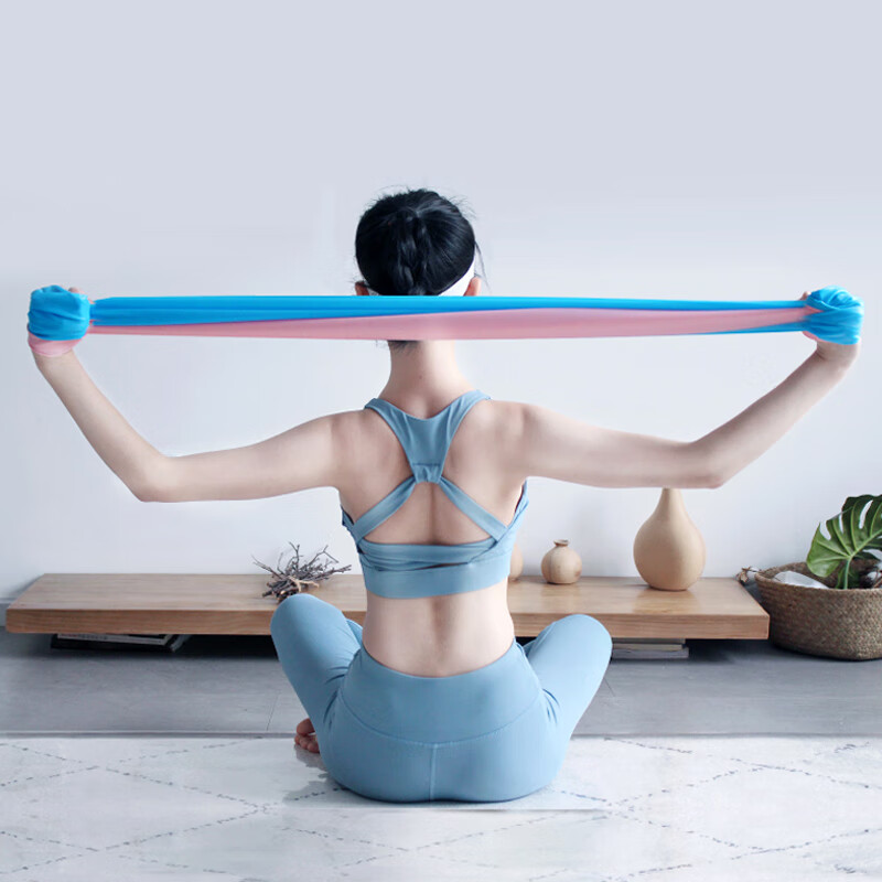 Duweike Elastic Resistance Band for Yoga, Fitness, Strength Training And Stretching, Blue, 18 Lbs