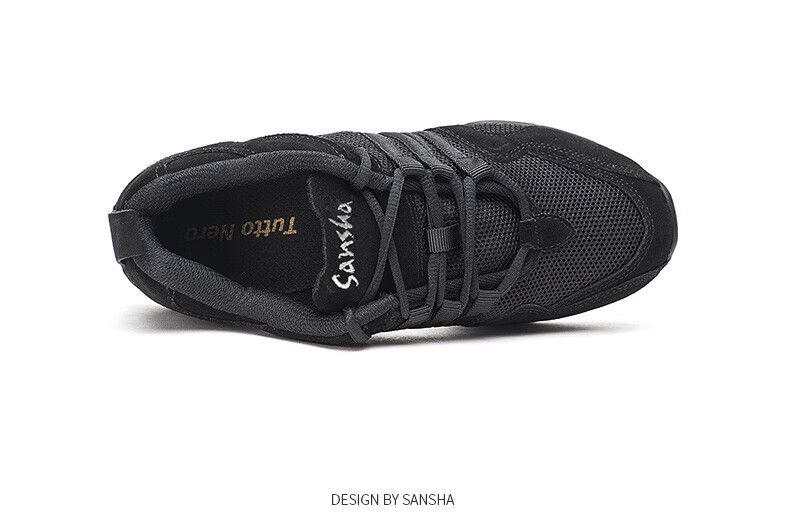 Sansha Spliced Modern Dance Shoes, Mesh Sports Dance Shoes, Air Cushion Soft Sole, Women's Square Dance Shoes, P22LS Black, Size 37 9