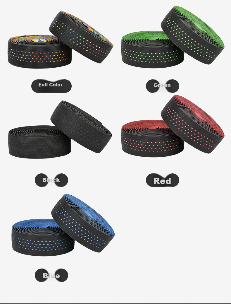 BIKEBROS Bicycle Handlebar Tape, Road Bike Handlebar Tape Curved Handlebar Racing Fixed Gear Bike Handlebar Tape, Breathable Non-Slip Shock-Absorbing Sweat-Absorbing PU Leather Handlebar Tape Wrap Strap Tie, Black 4