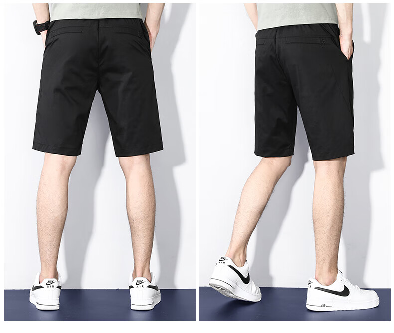 ROMON Men's Shorts, Summer, Large Size, Cotton, Elastic, Breathable, Casual Five-Point Shorts, Men's Clothing, CC2113, Black, Size 31 8