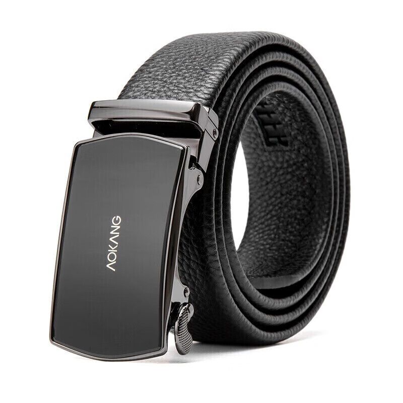 Aokang Men's Belt, Top-Grain Leather, Automatic Buckle, Business Trouser Belt, Birthday Gift for Husband