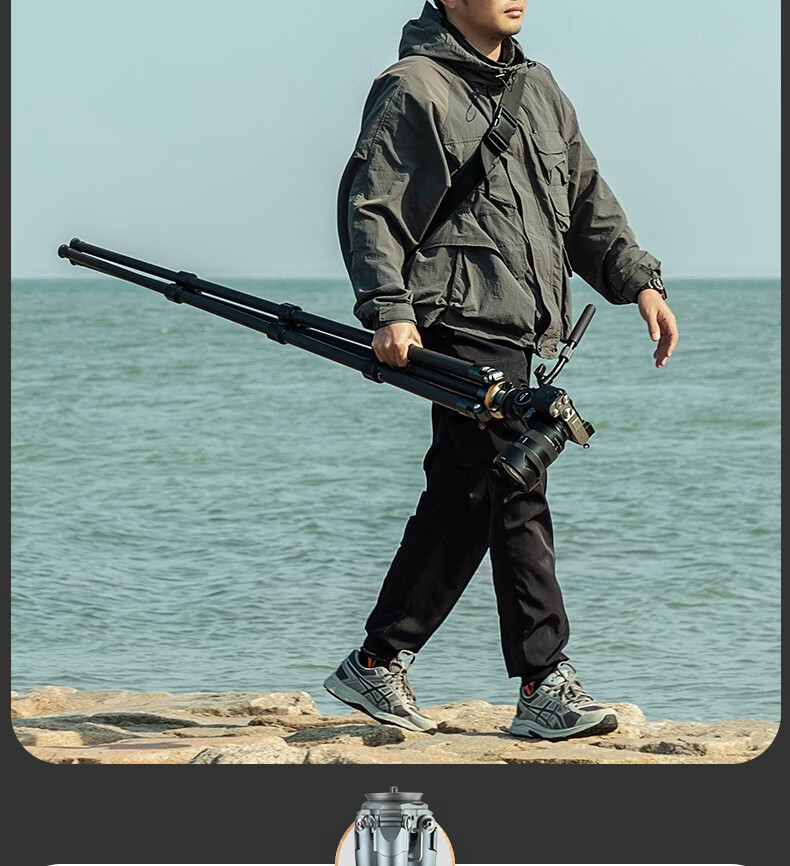Fotopro T-74C+MH6S Professional Landscape Bird Photography Digital Camera, Mirrorless Camera Photography And Videography Hydraulic Video Gimbal, Carbon Fiber Camera Tripod 8